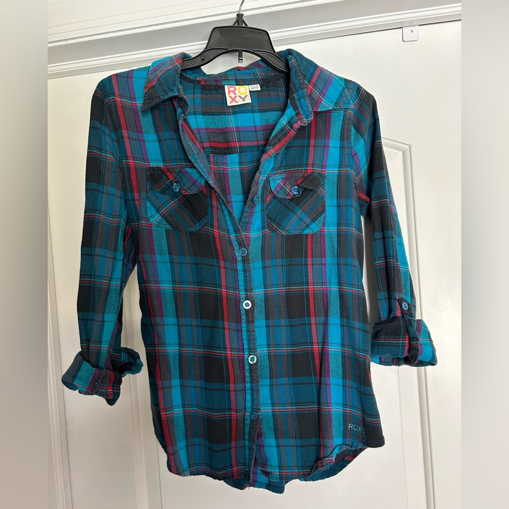 Roxy Vintage Flannel Button Down Shirt